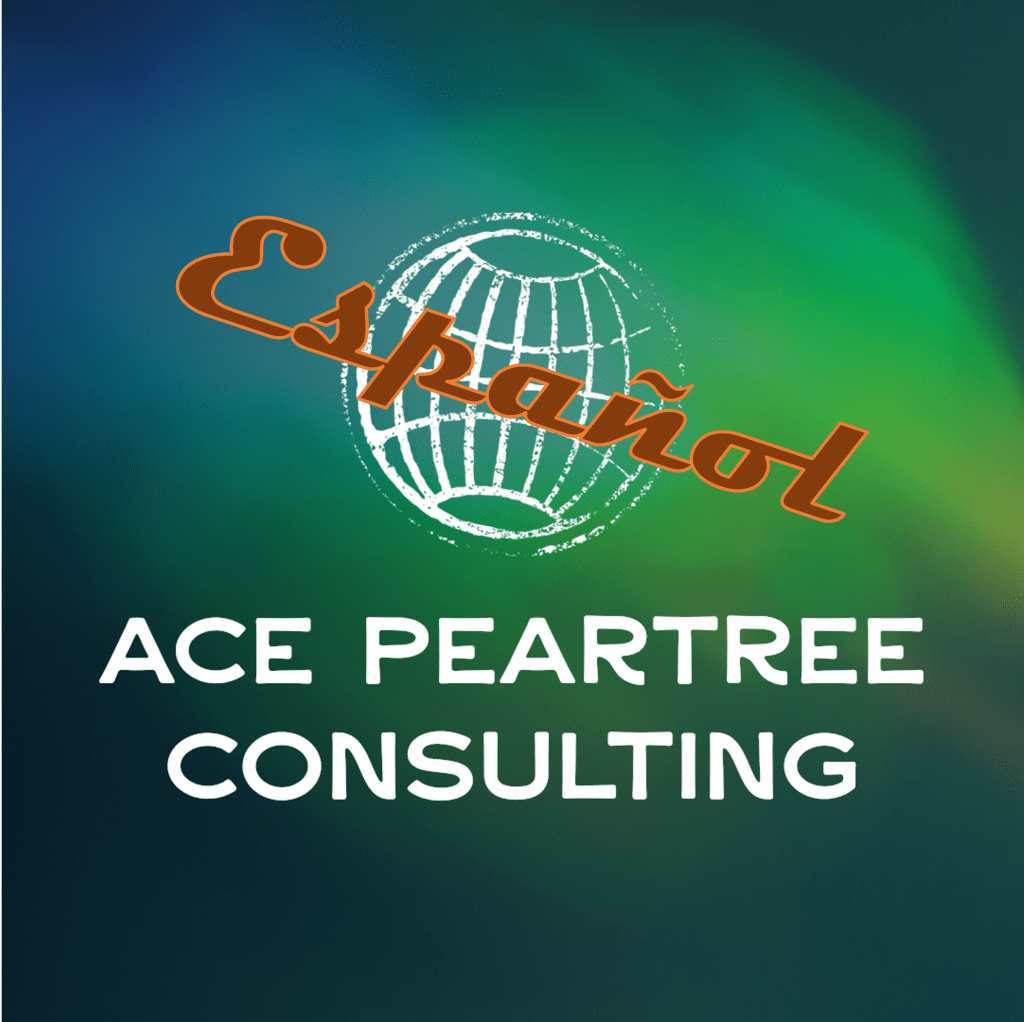 Logo for Ace Peartree Consulting in Spanish with the word 'Español' above a globe graphic.